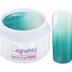 Ráj nehtů - Barevný UV gel THERMO - turquoise/white metal - 5 ml
