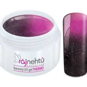 Ráj nehtů - Barevný UV gel THERMO - black/pink metal - 5 ml
