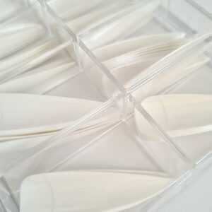 Ráj nehtů Tipy Stiletto bílé dlouhé - sada 100ks v boxu