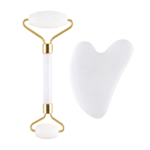 Palsar 7 Masážní váleček a destička Guasha bílý jadeit (White Jade Roller & Guasha Set)