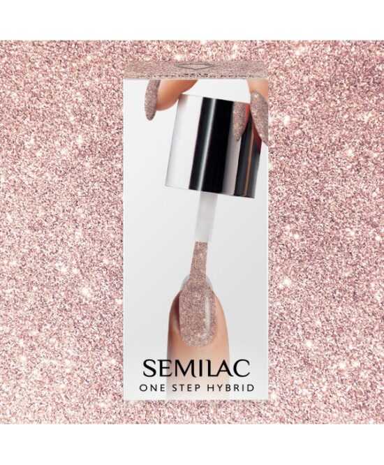 Semilac One Step gél lak S245 Glitter Pink Beige 5ml Tělová