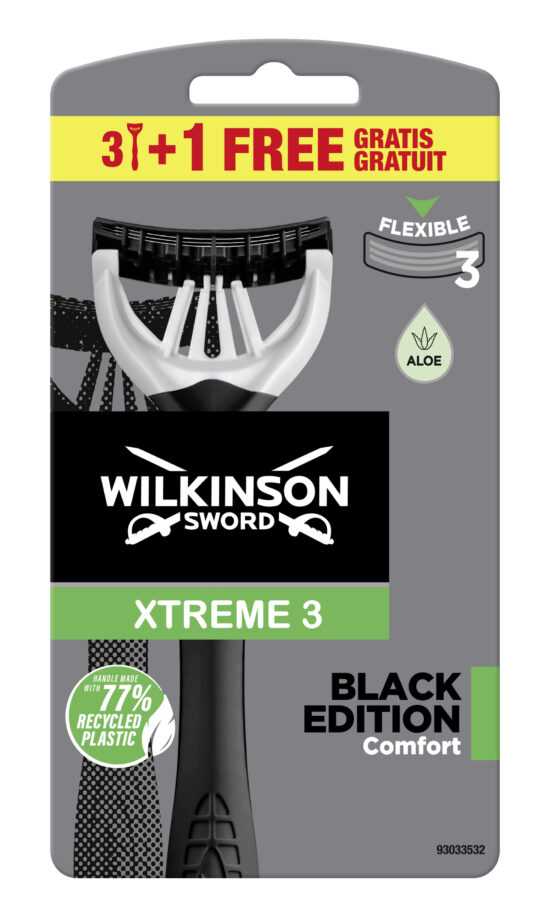 Wilkinson Sword Jednorázový holicí strojek pro muže Wilkinson Xtreme3 Black Edition Comfort 3+1 ks